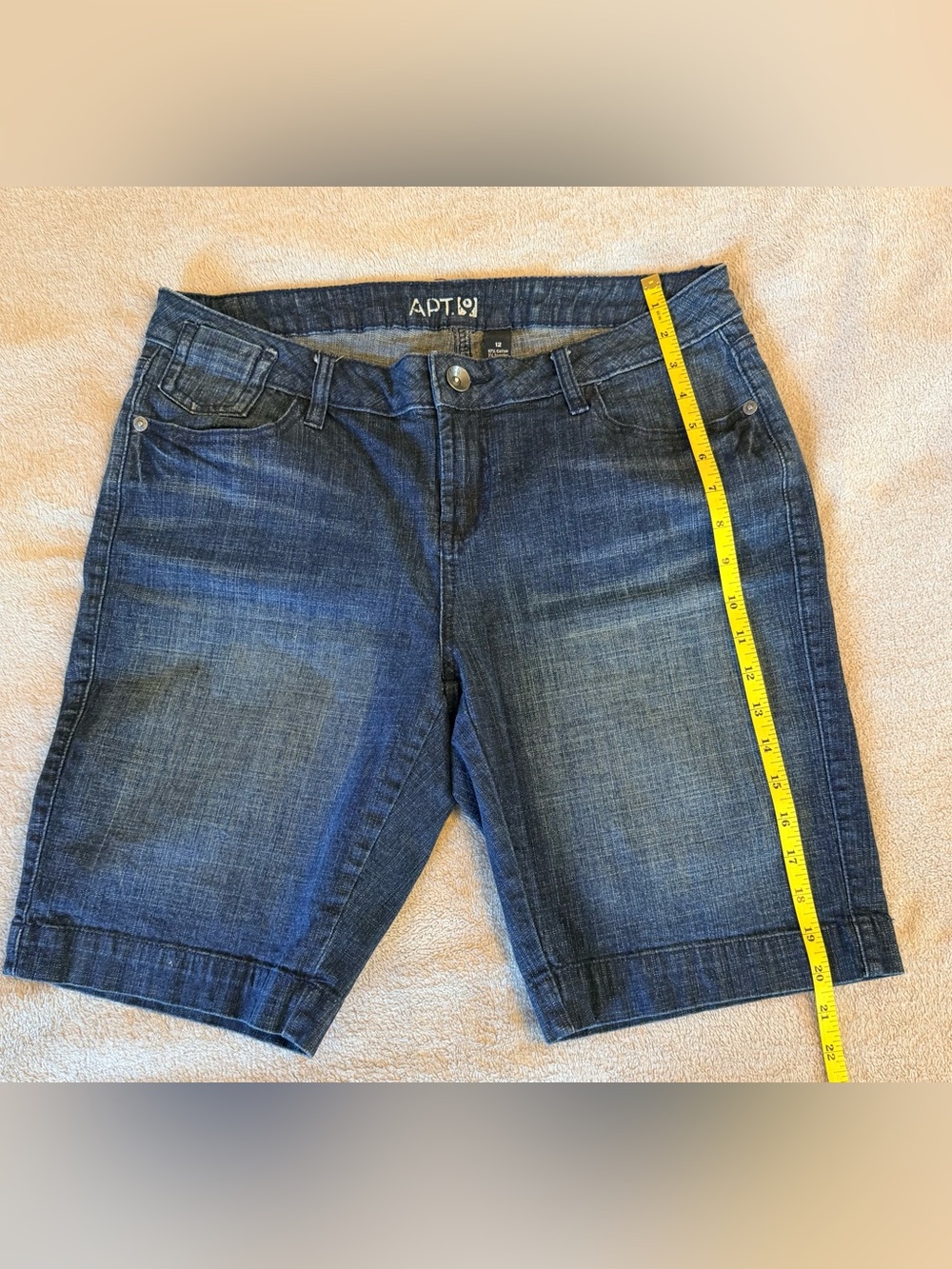 Apt. 9 Dark Wash Denim Bermuda Shorts | Size 12 | Stretch Cuffed - Picture 6 of 6
